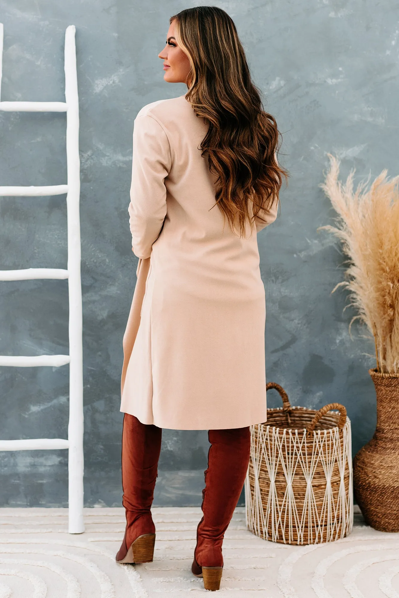 Asking Around Waterfall Draped Trench Coat (Sand)