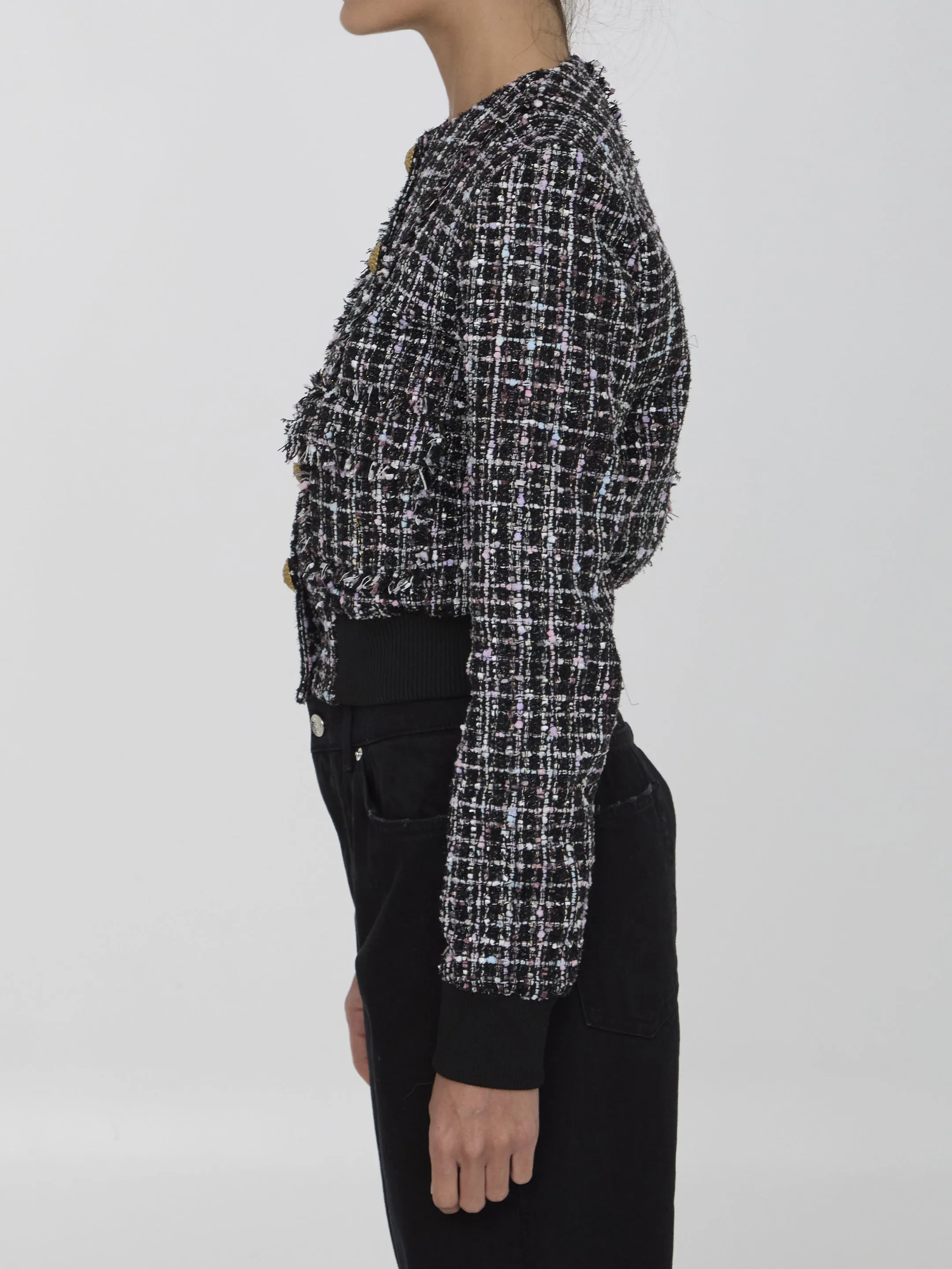 Balmain Buttoned Metallic Tweed Jacket