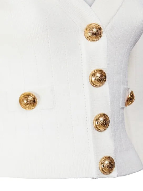 Balmain   Viscose blend knit cropped cardigan 