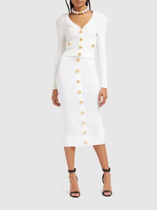 Balmain   Viscose blend knit cropped cardigan 