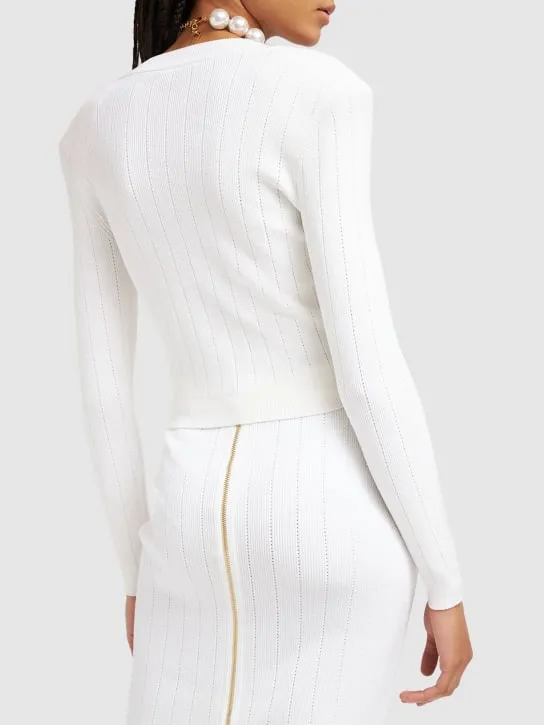 Balmain   Viscose blend knit cropped cardigan 