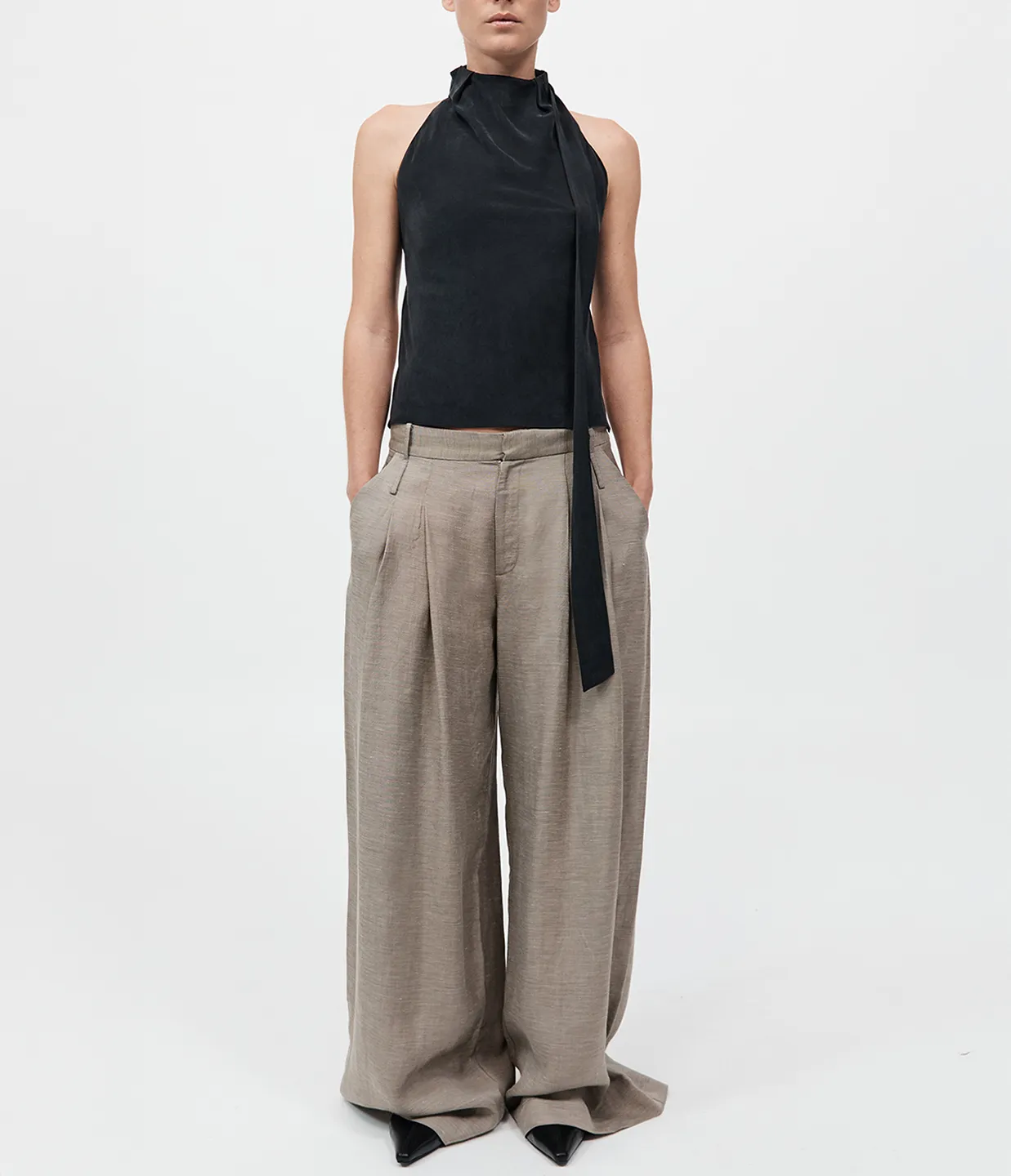 Bias Scarf Top in Black