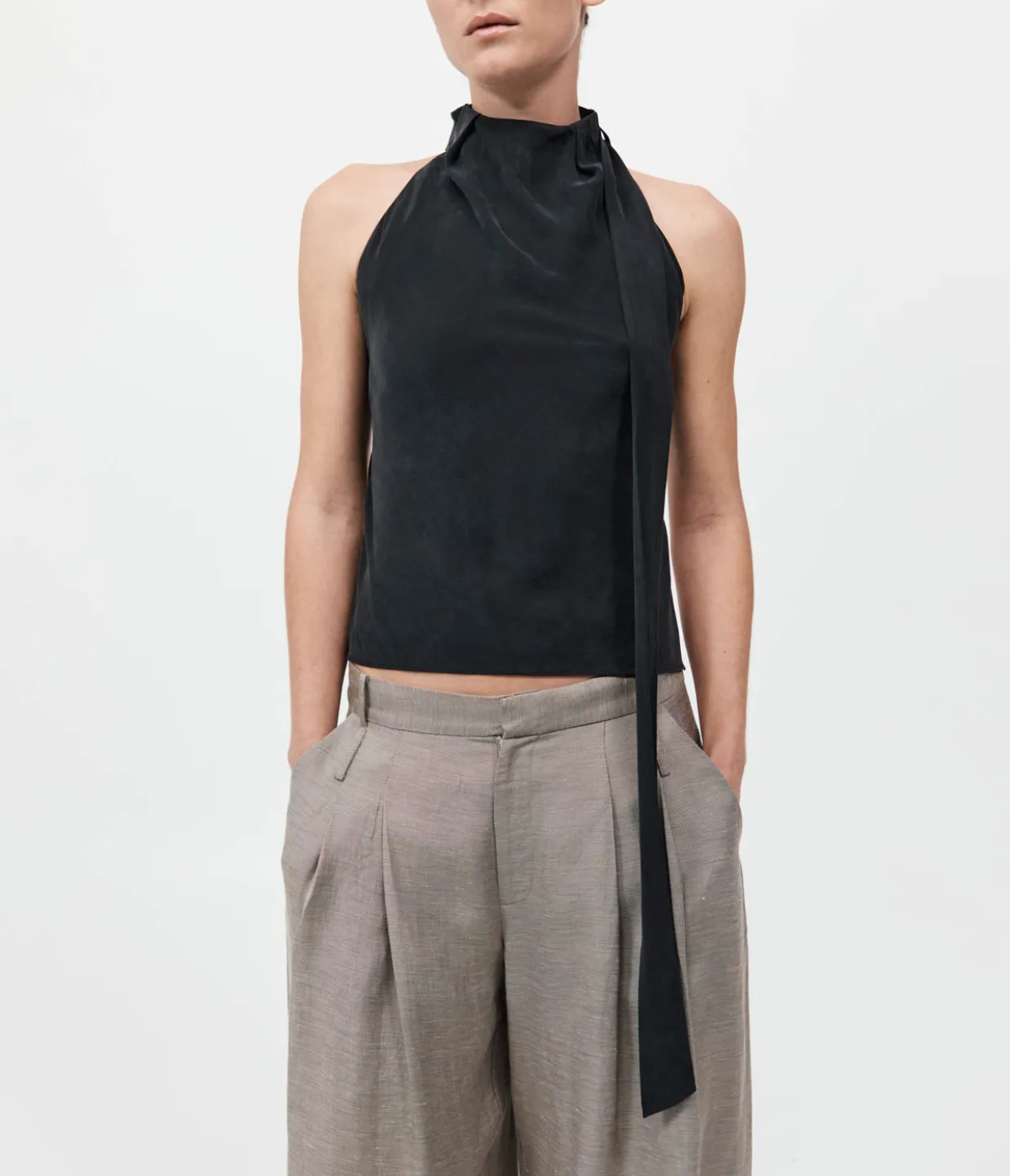 Bias Scarf Top in Black