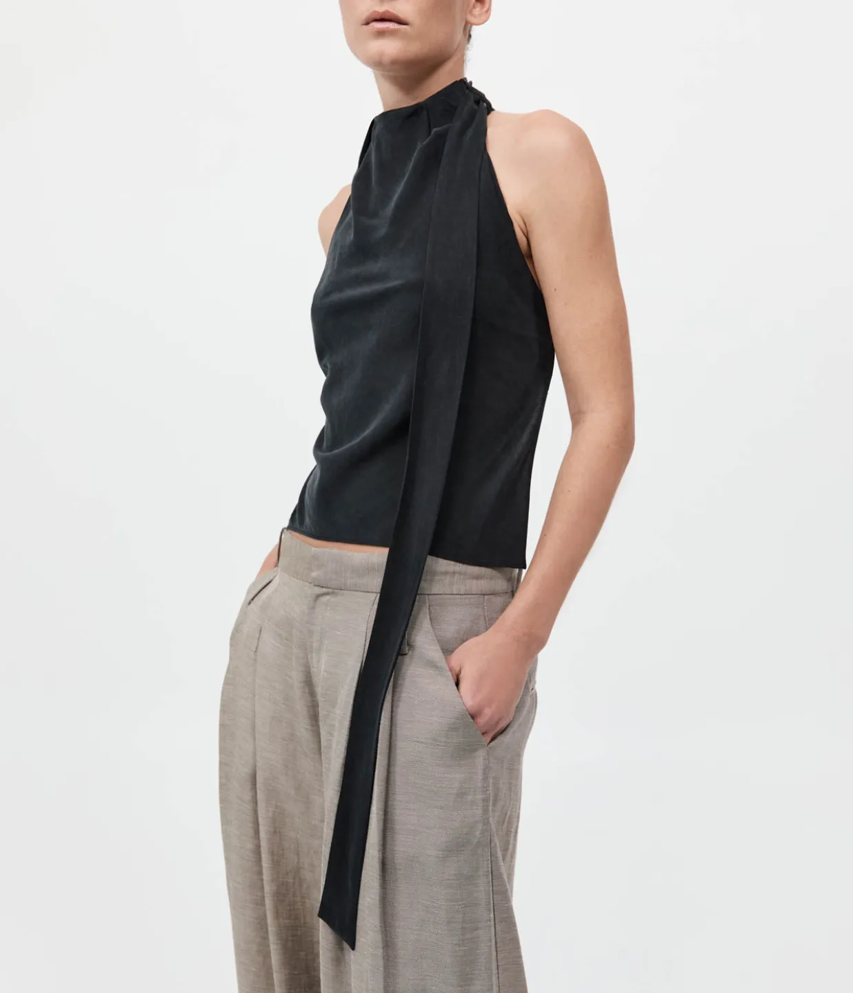 Bias Scarf Top in Black
