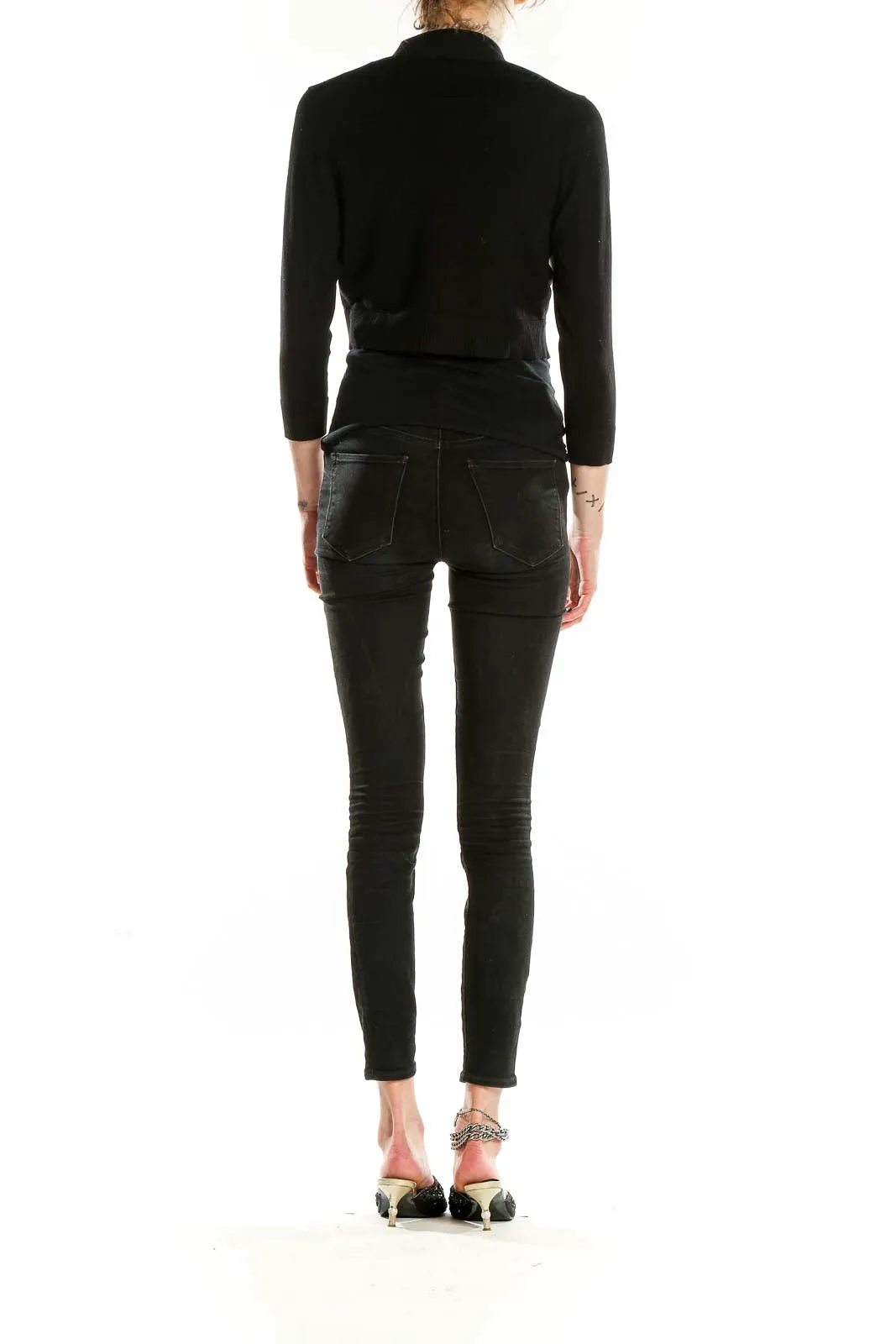 Black Cropped Nylon Blend Jacket