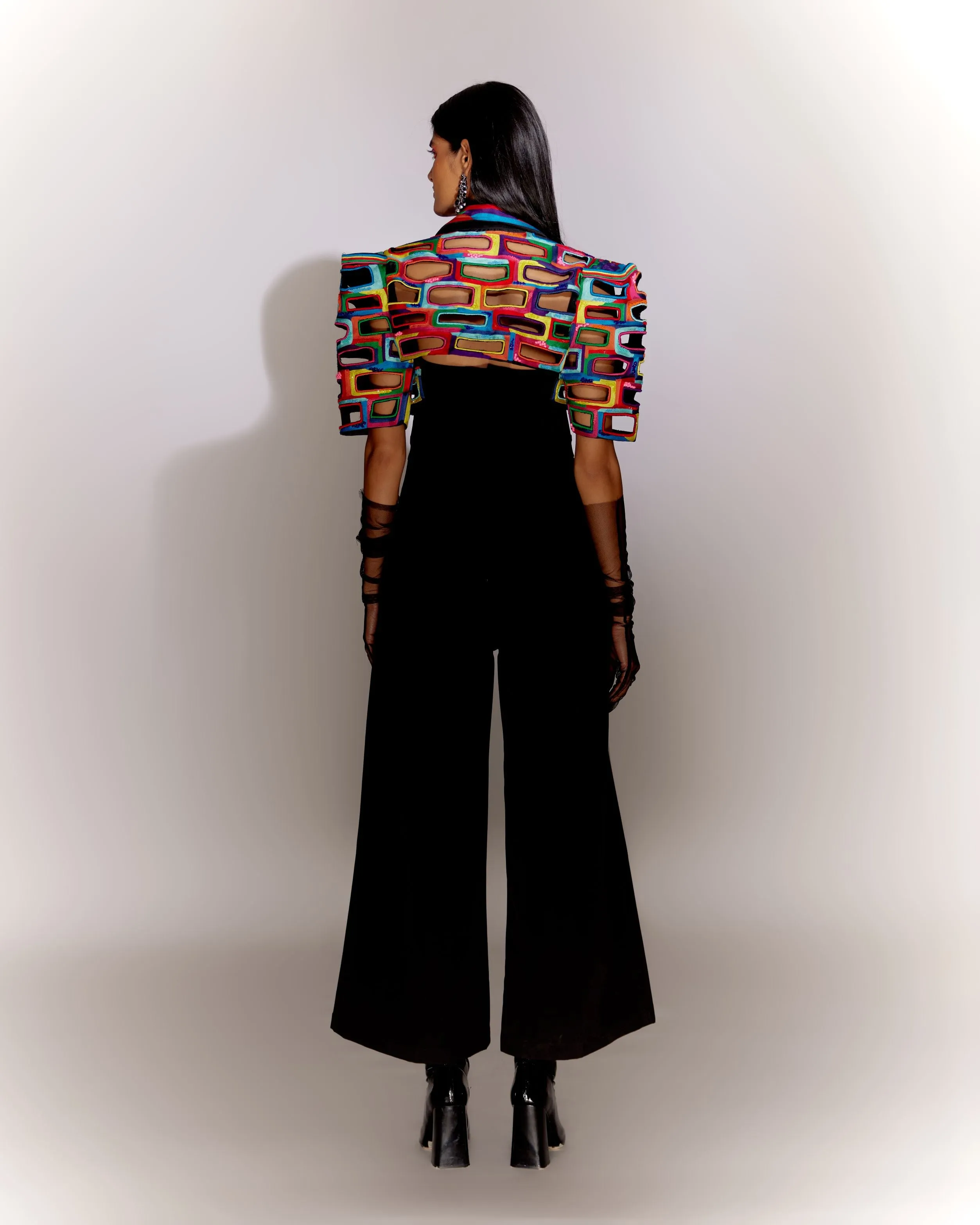 Bricks Cutwork Cropped Jacket Co-ord