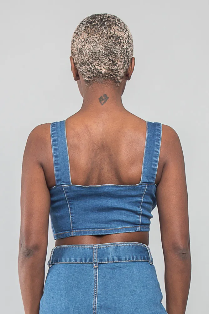 Buckled Denim Cropped Shirt