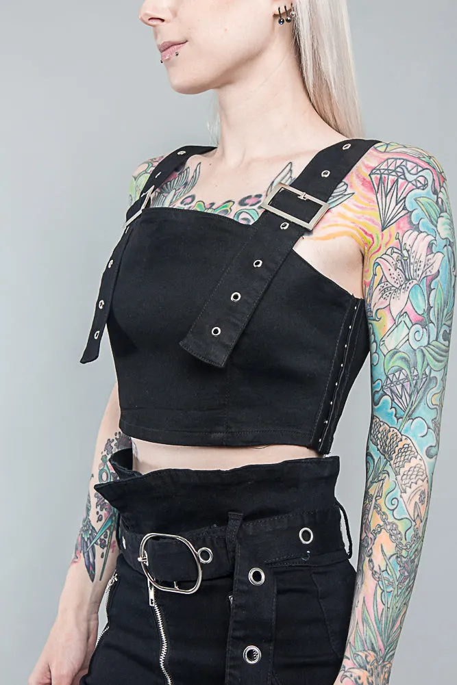Buckled Denim Cropped Shirt