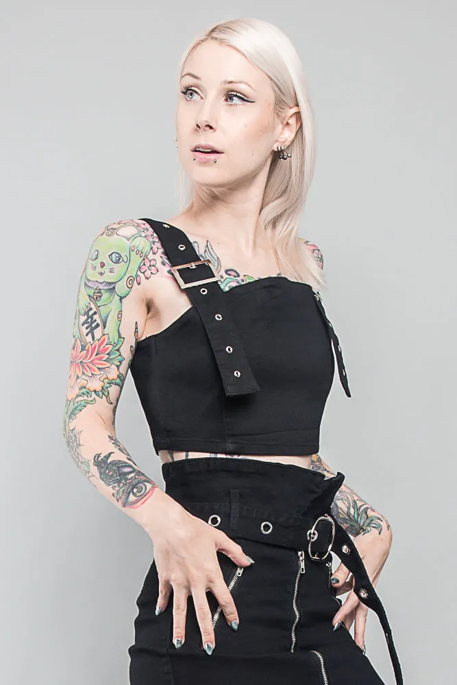 Buckled Denim Cropped Shirt