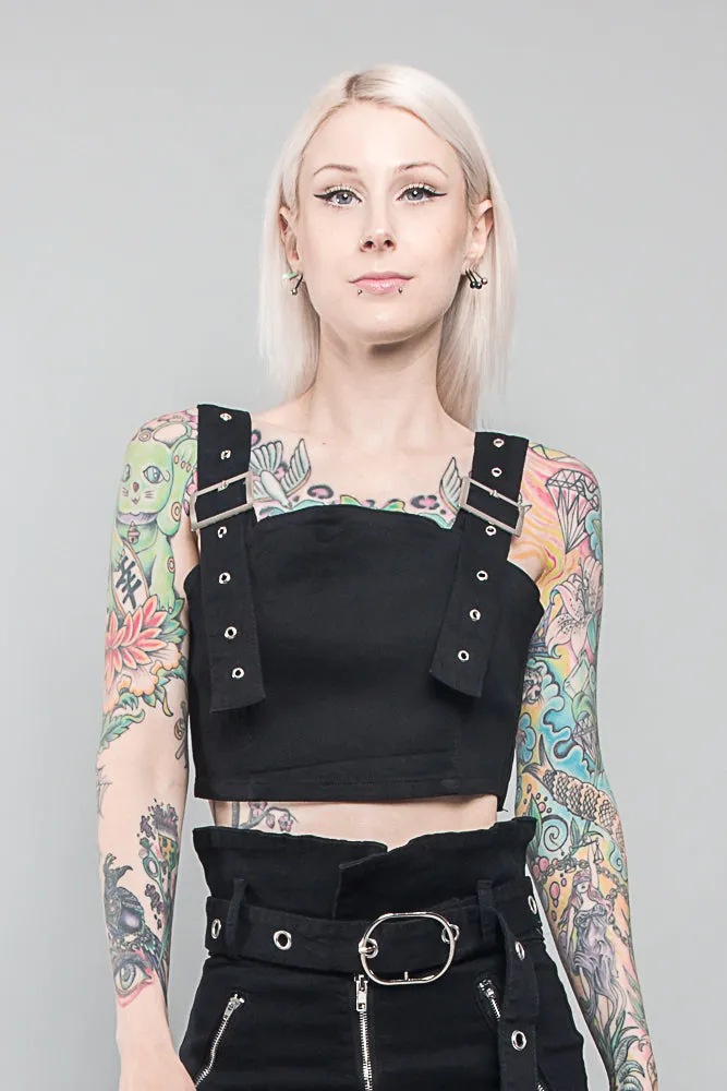 Buckled Denim Cropped Shirt