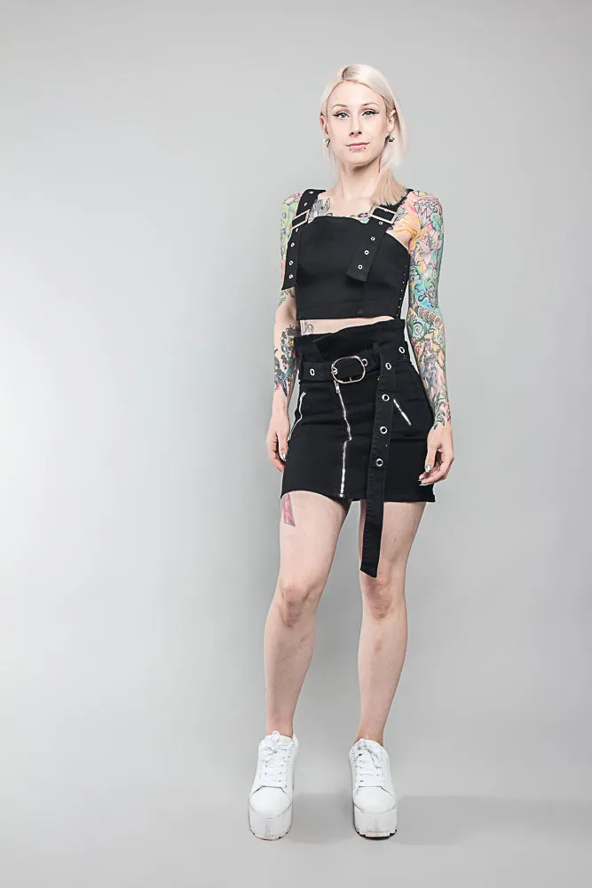 Buckled Denim Cropped Shirt