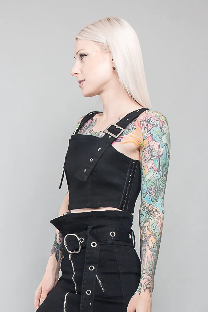 Buckled Denim Cropped Shirt