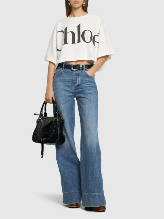 Chloé   Cropped jersey logo t-shirt 