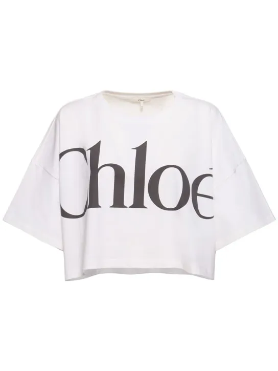 Chloé   Cropped jersey logo t-shirt 