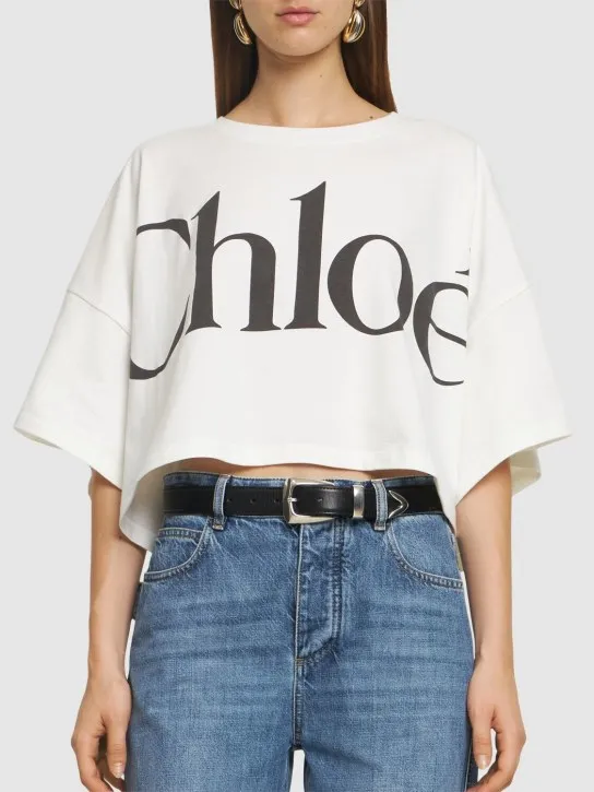 Chloé   Cropped jersey logo t-shirt 