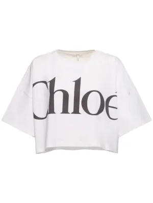 Chloé   Cropped jersey logo t-shirt 