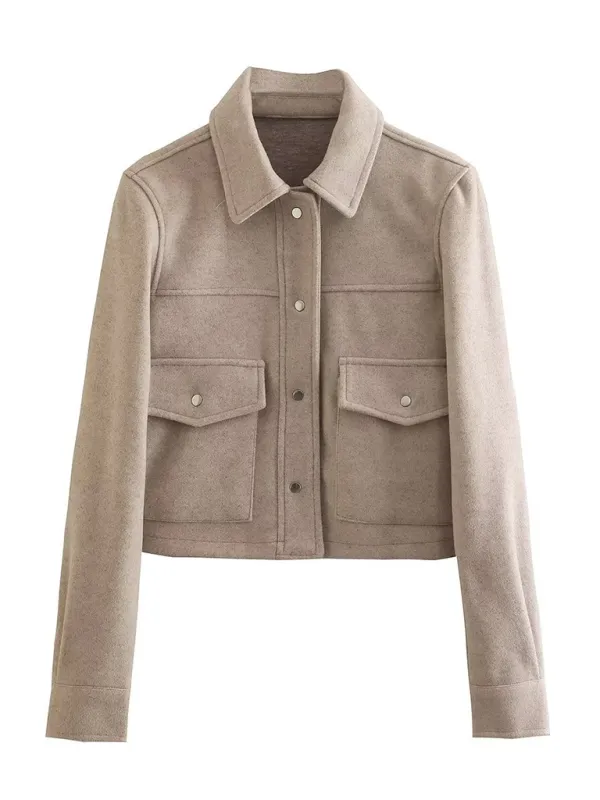 Classic Taupe Cropped Jacket – Casual to Semi-formal