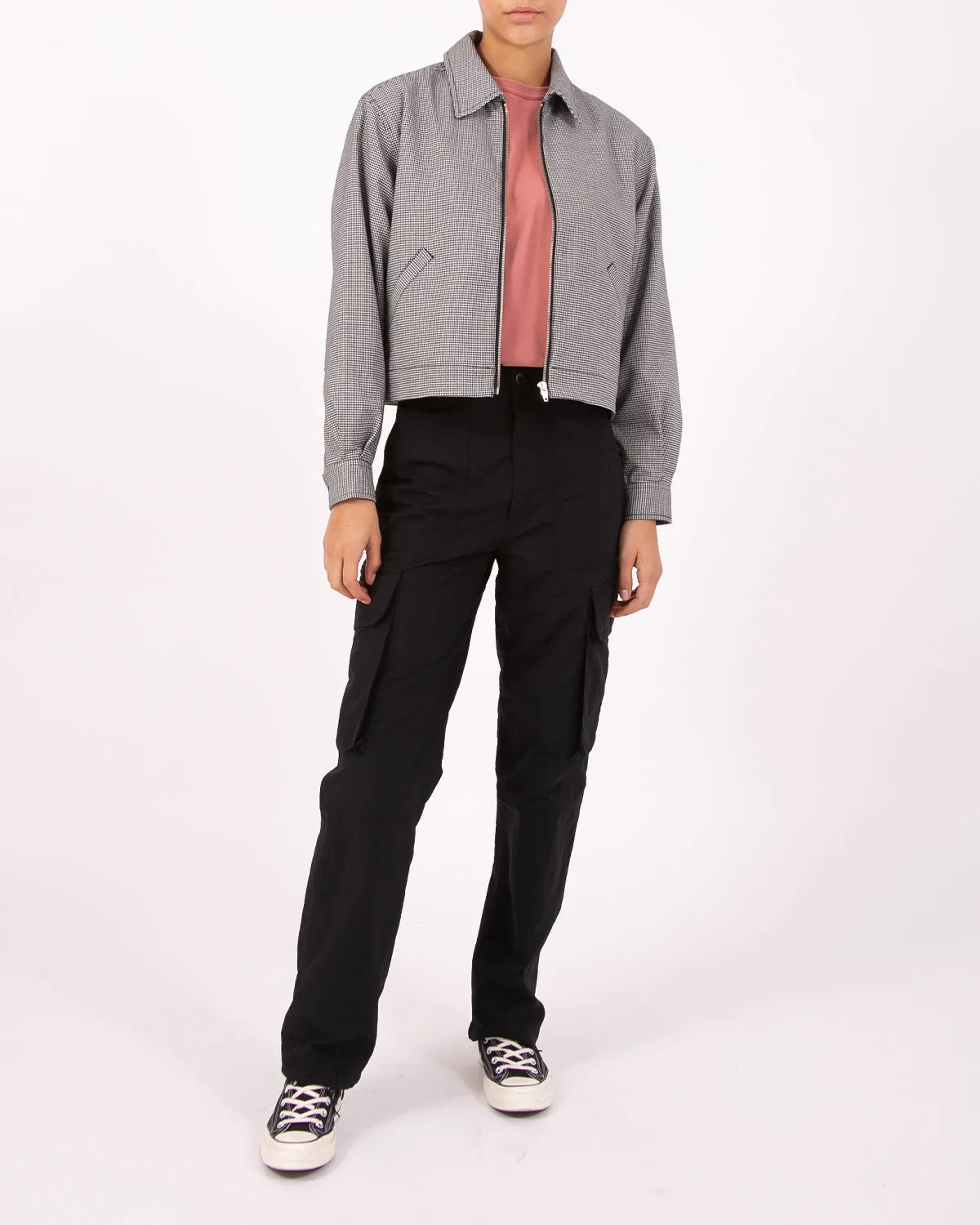 Crop Harrington Jacket - Houndstooth