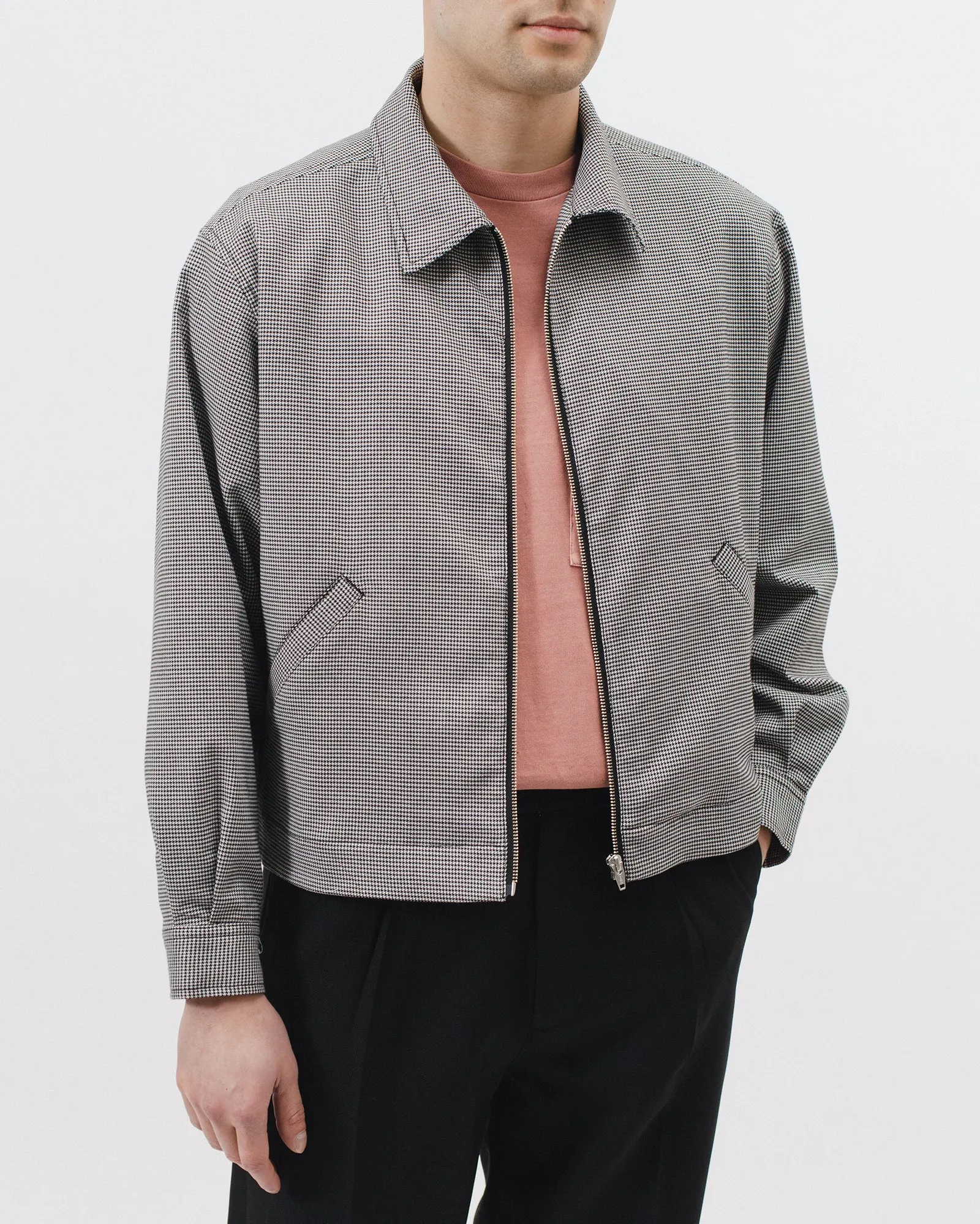 Crop Harrington Jacket - Houndstooth