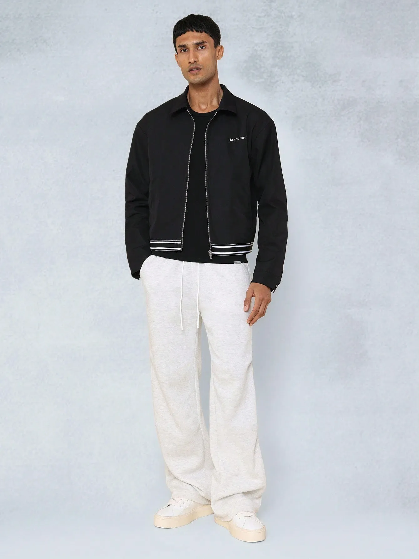 Cropped Workwear Jacket With Embroidery
