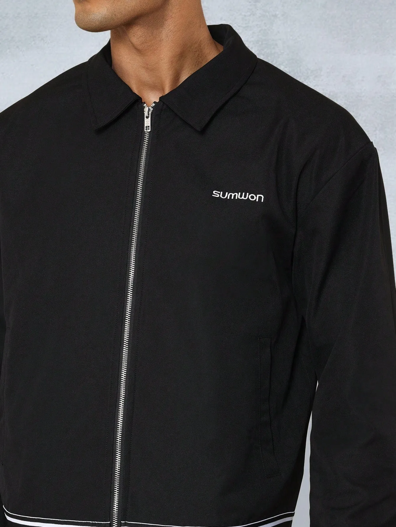 Cropped Workwear Jacket With Embroidery