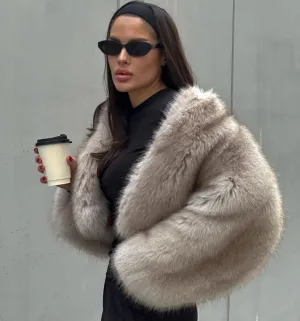 Faux fur cropped jacket