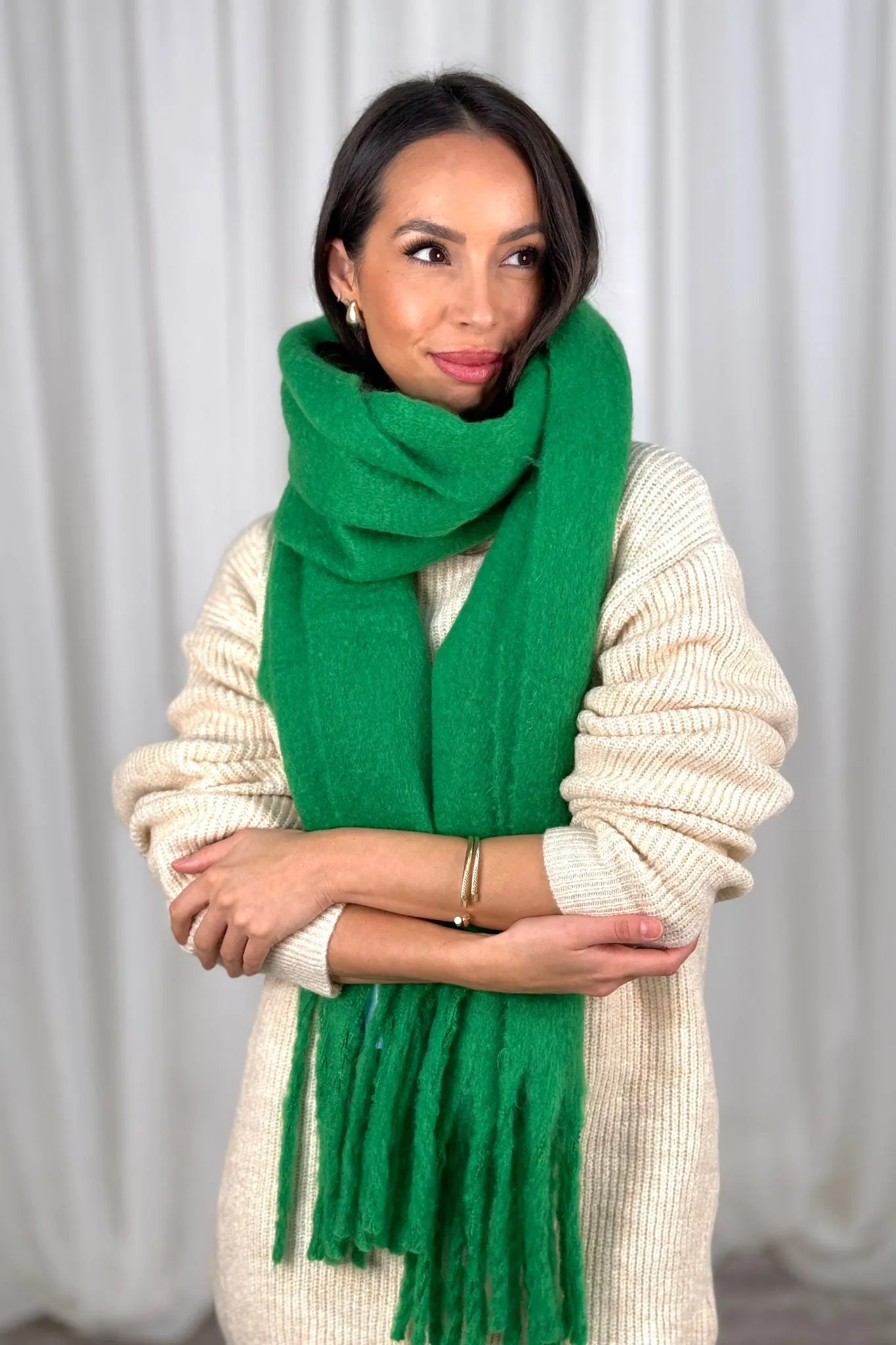 Frankie Tassel Scarf In Green