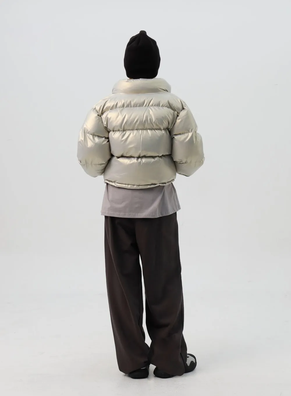 Glossy Cropped Puffer Jacket IS307