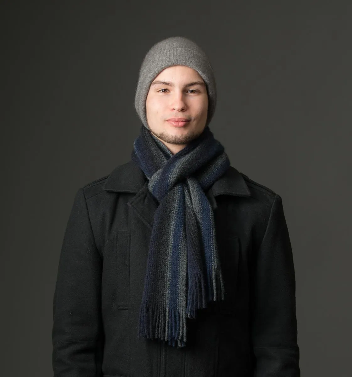 Graphite (Navy-Black-Blue) Multi Stripe Scarf - NX205