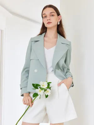 Green Crop Trench Coat