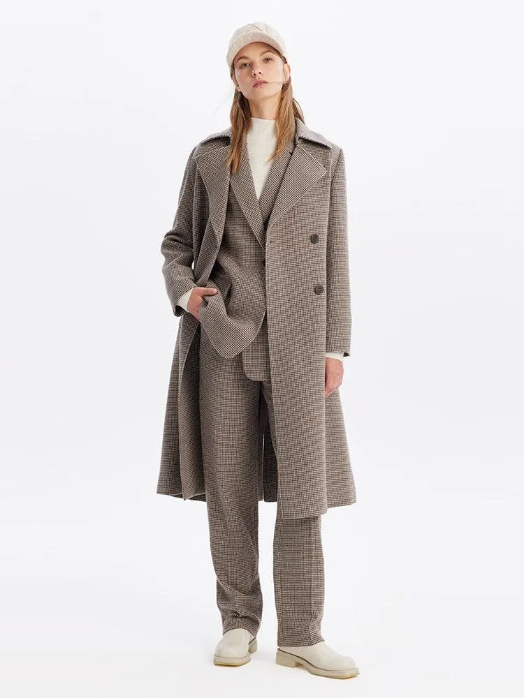 Houndstooth Pattern Trench Coat
