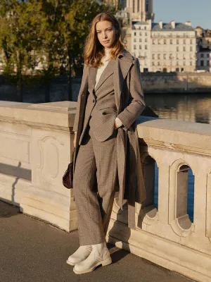 Houndstooth Pattern Trench Coat