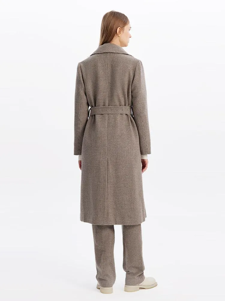 Houndstooth Pattern Trench Coat