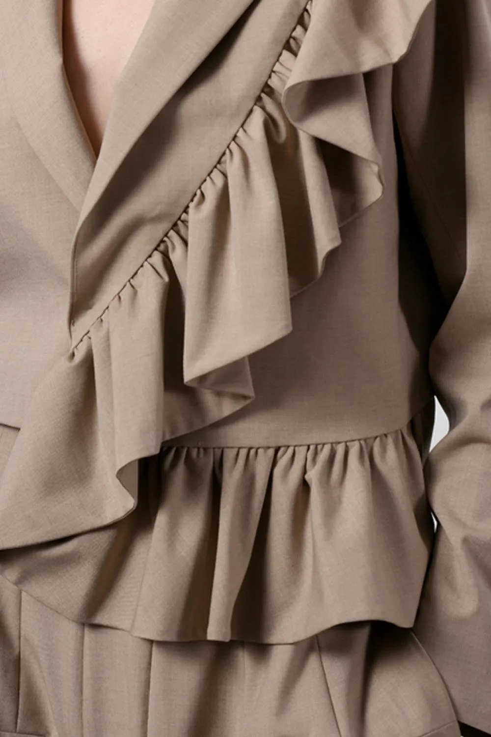 Isabelle Cropped Ruffled Cotton Jacket