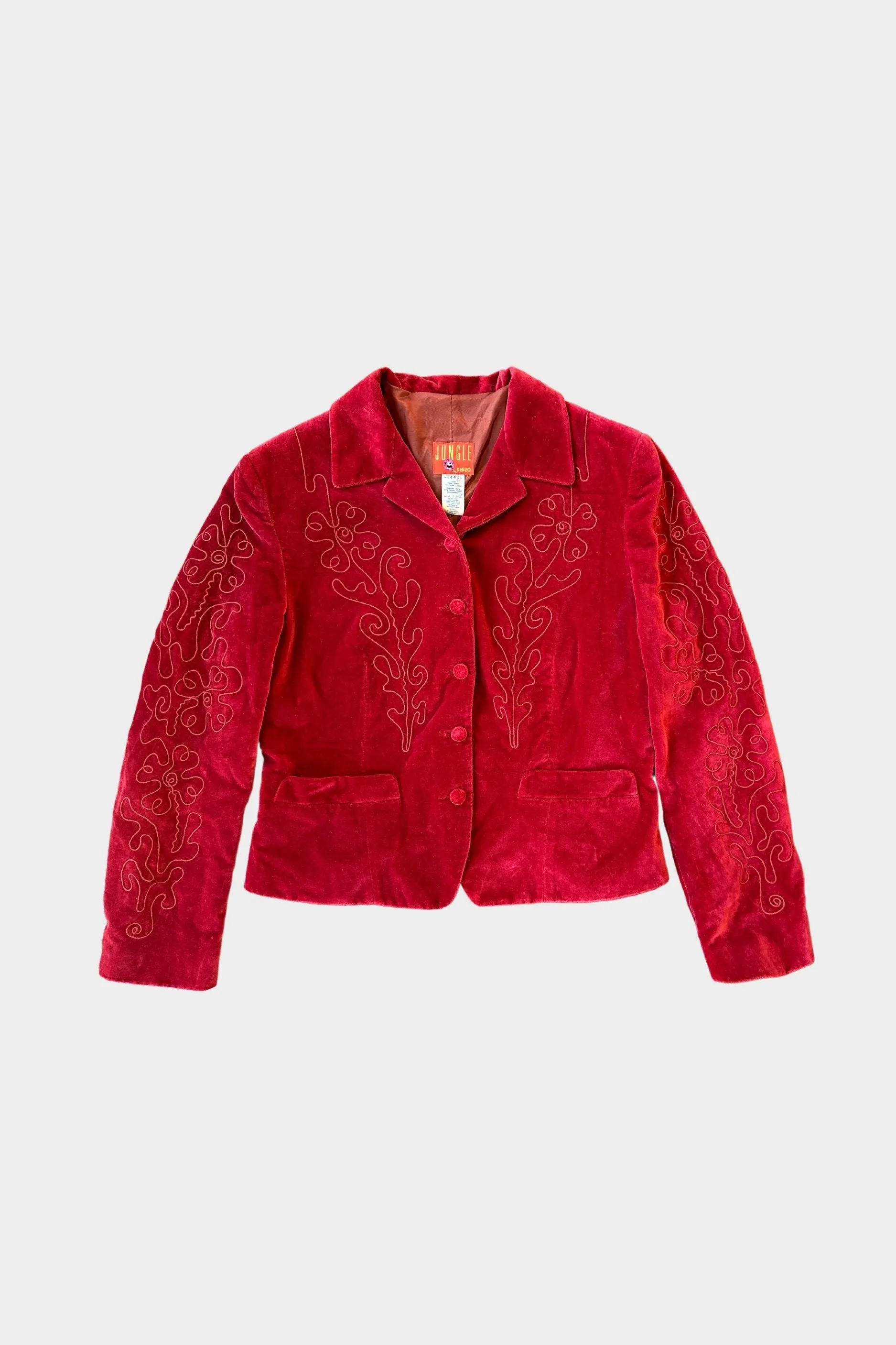 Kenzo Vintage Velvet Red Skirt Suit