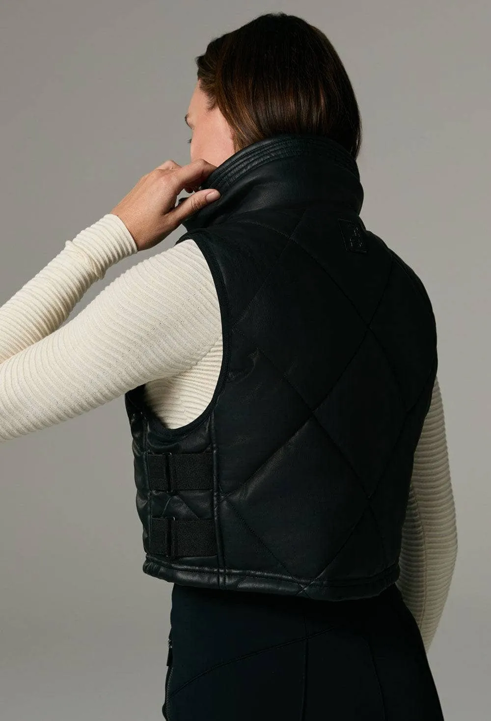 La Vitesse II Cropped Vest | Black Faux Leather