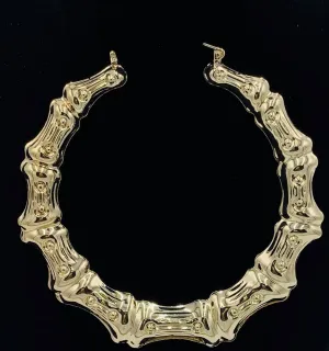 Large Gold Bamboo Hoop Earrings