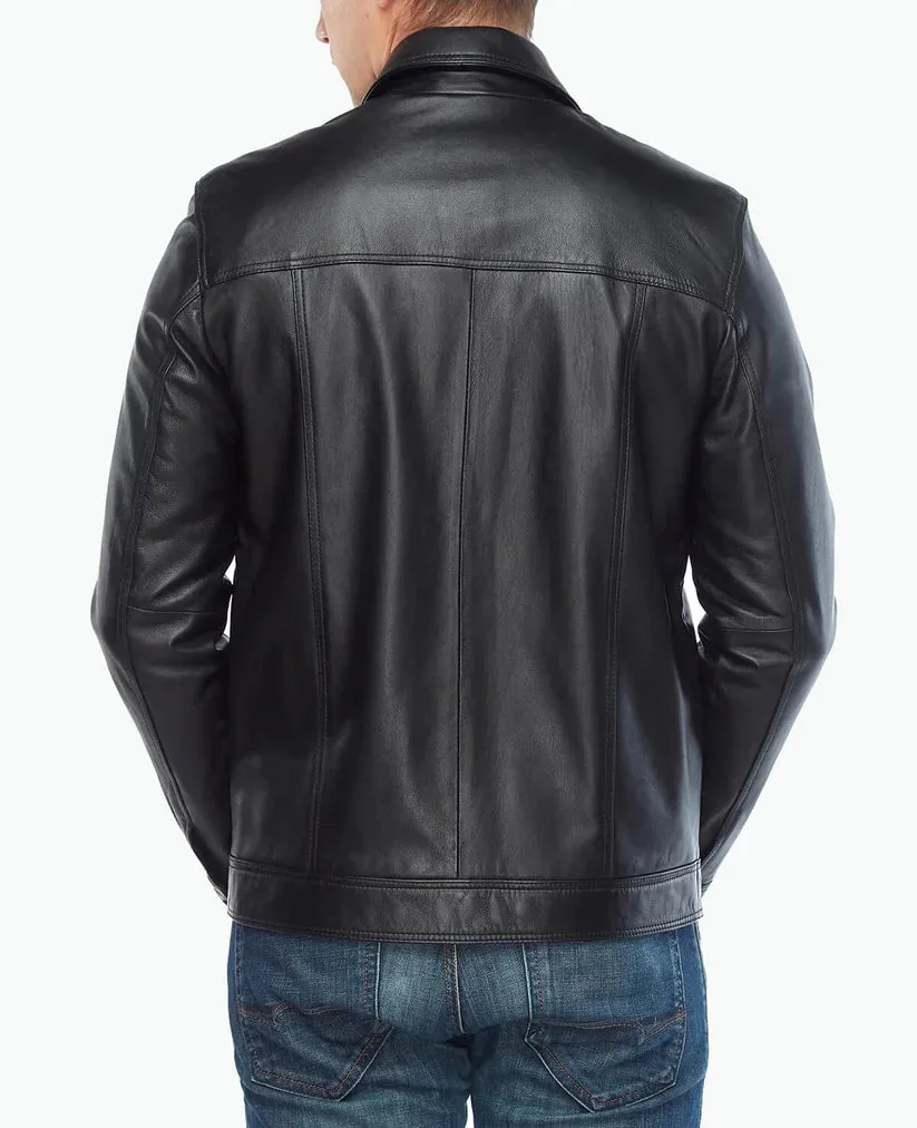 Mens Black Leather Motorcycle Jacket