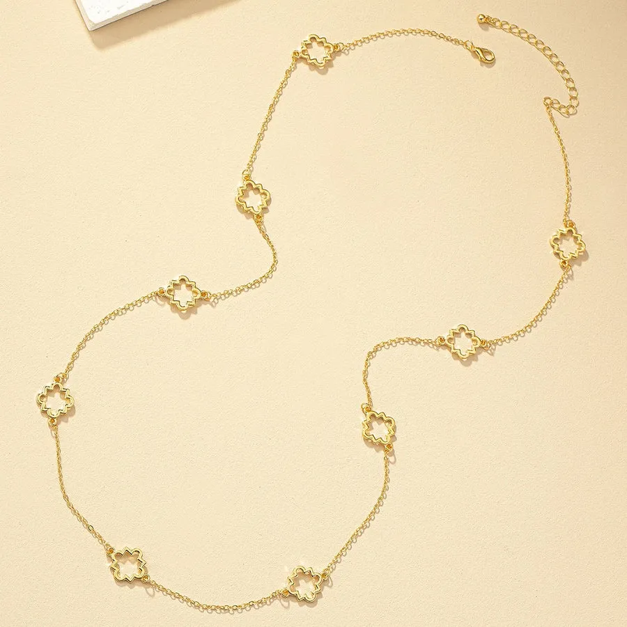 Modern style geometric long necklace