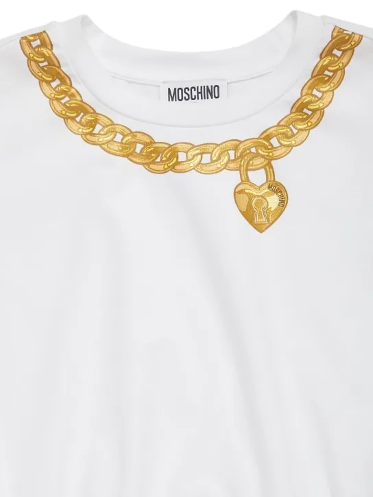 Moschino   Cotton jersey cropped t-shirt 