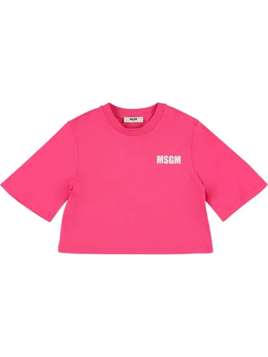 MSGM   Cotton jersey cropped t-shirt 