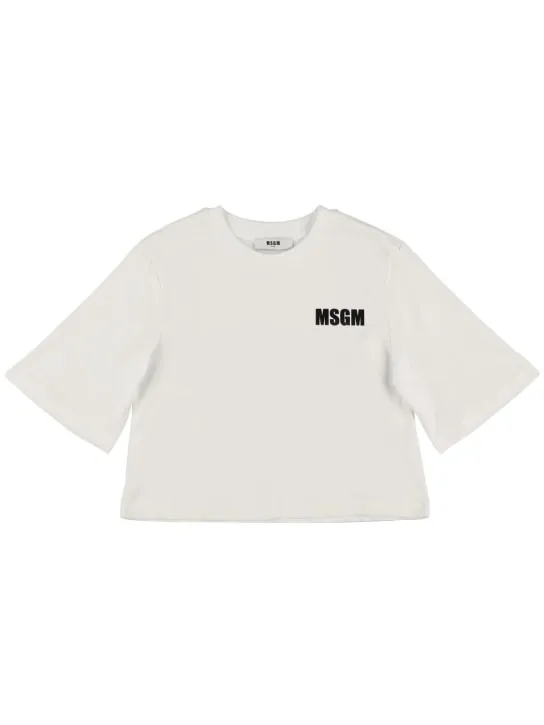 MSGM   Cotton jersey cropped t-shirt 