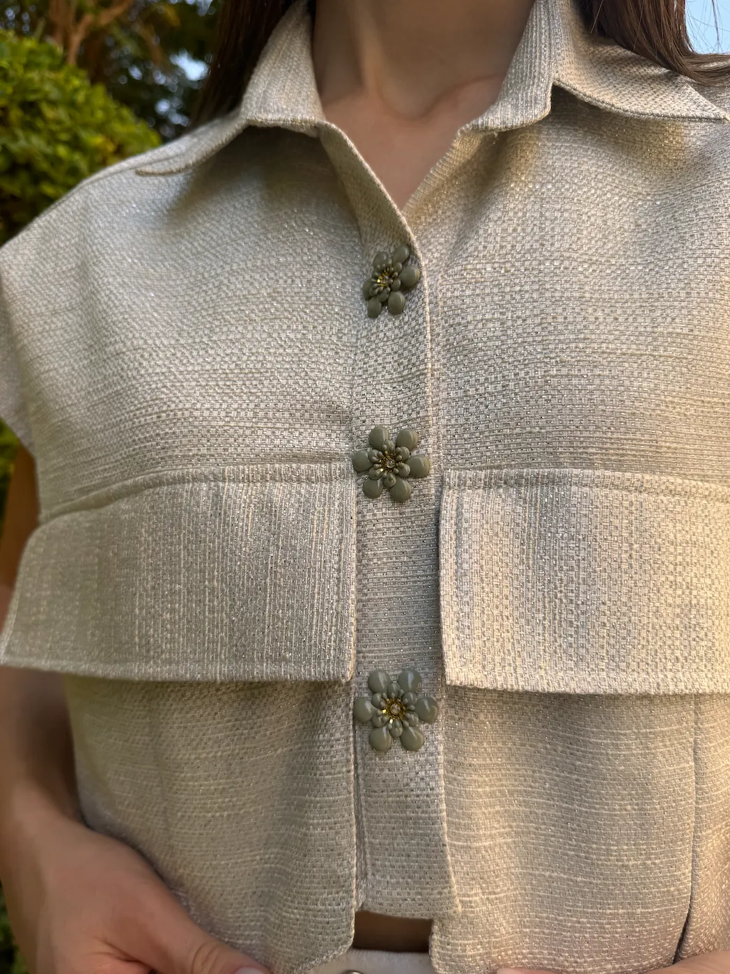 OVERSIZED Pockets Vest Metallic Silver