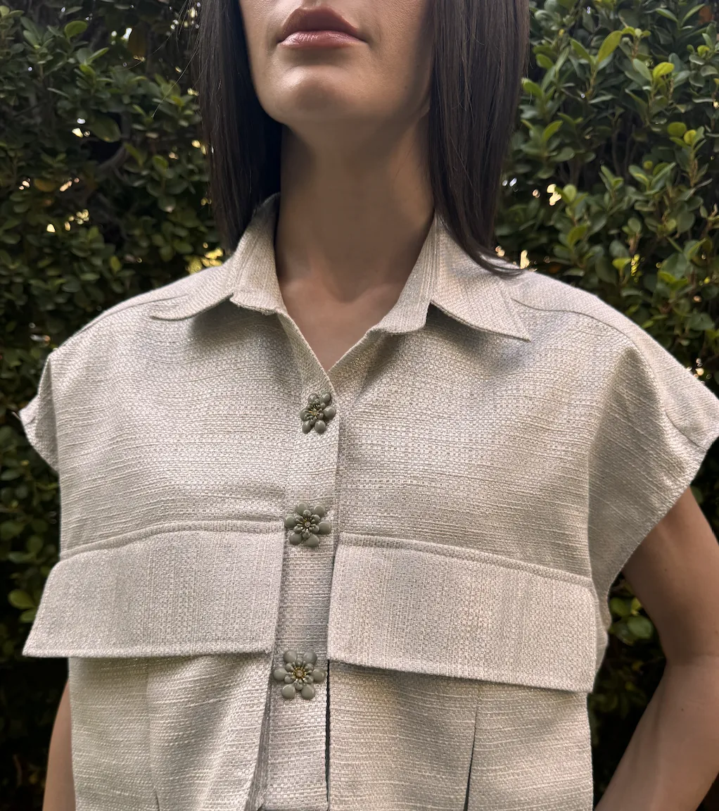 OVERSIZED Pockets Vest Metallic Silver