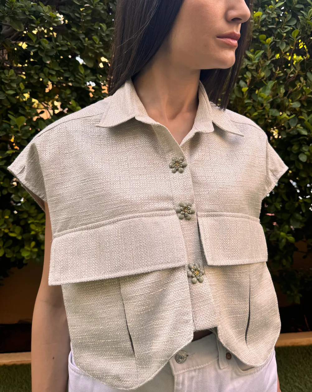 OVERSIZED Pockets Vest Metallic Silver