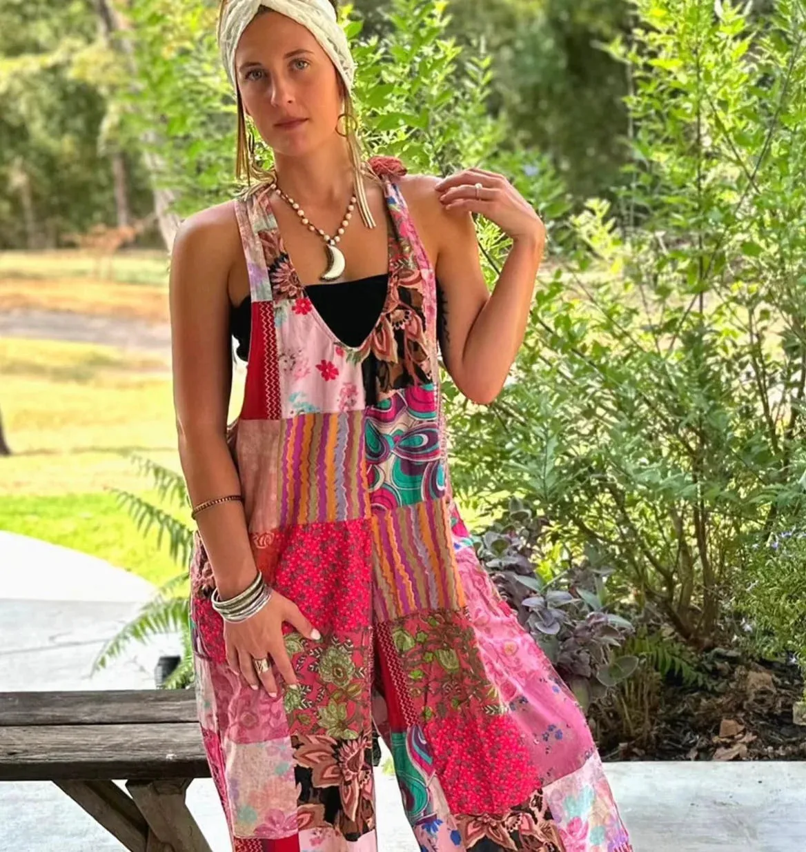 Patchwork Dreams Racerback Romper "Snap" by Jaded Gypsy