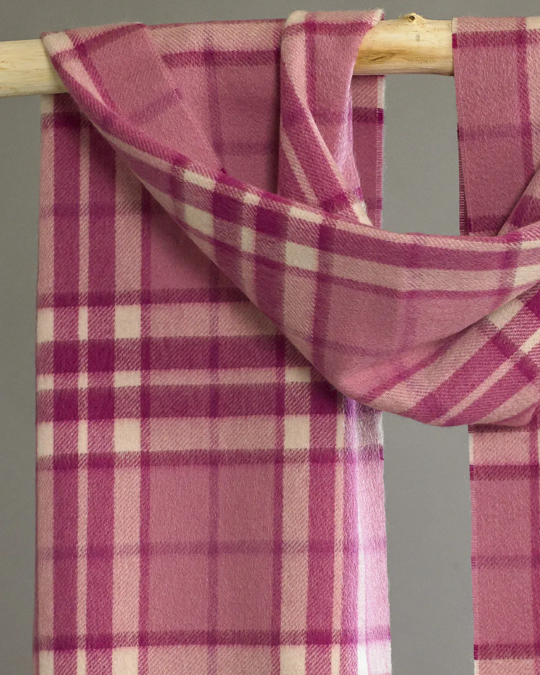 Pink Thomson Tartan Wide Cashmere Scarf