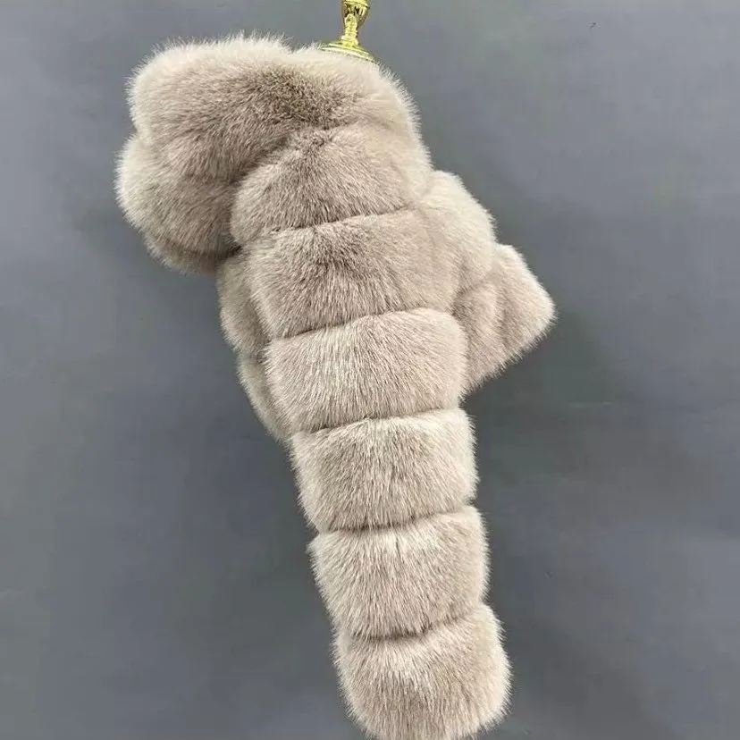 Premium Cropped Hooded Faux Fur Jacket