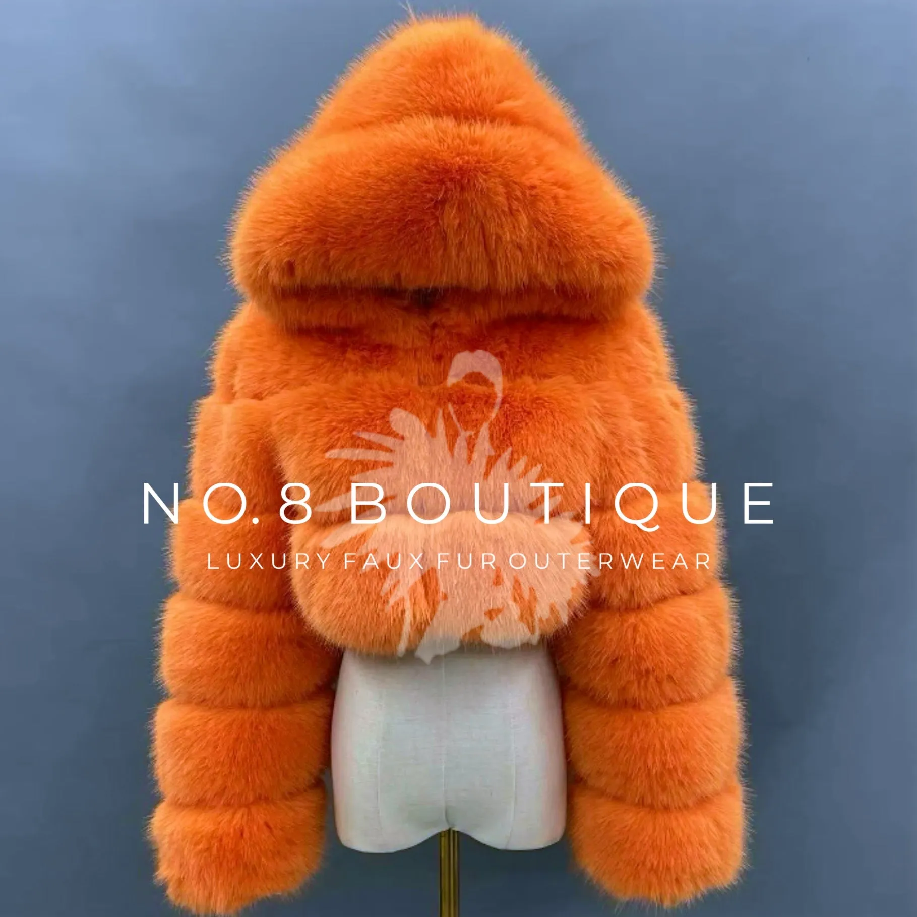 Premium Cropped Hooded Faux Fur Jacket