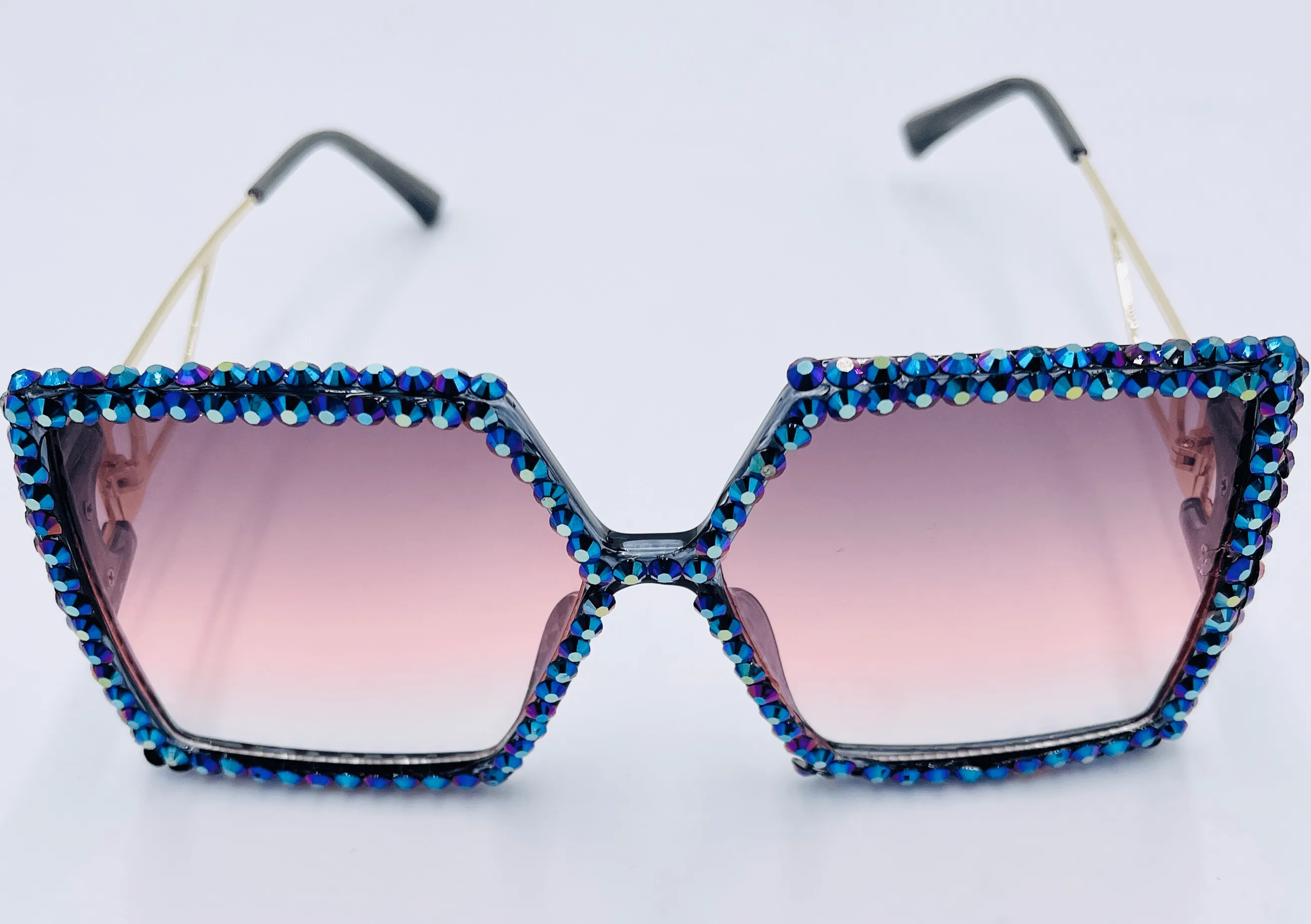 Purple Sparkly Retro Square Sunglasses